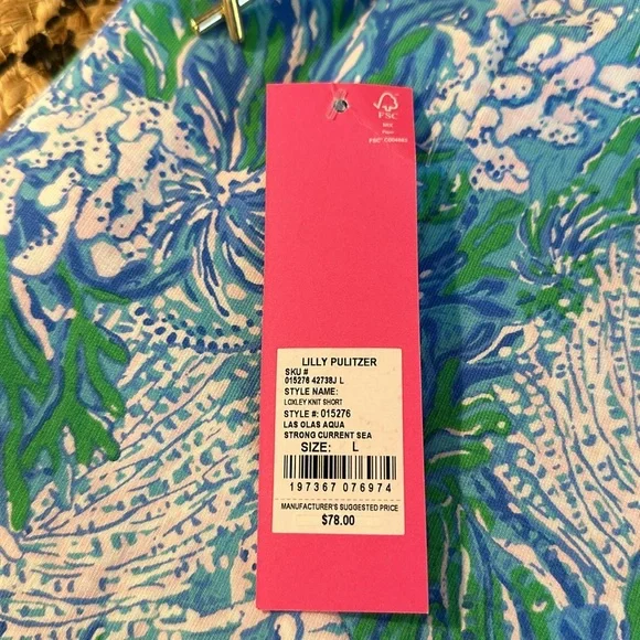 NWT RARE print LAS OLAS AQUA STRONG Lilly Pulitzer Knit Shorts (Unisex) Waist 34 - Picture 1 of 8